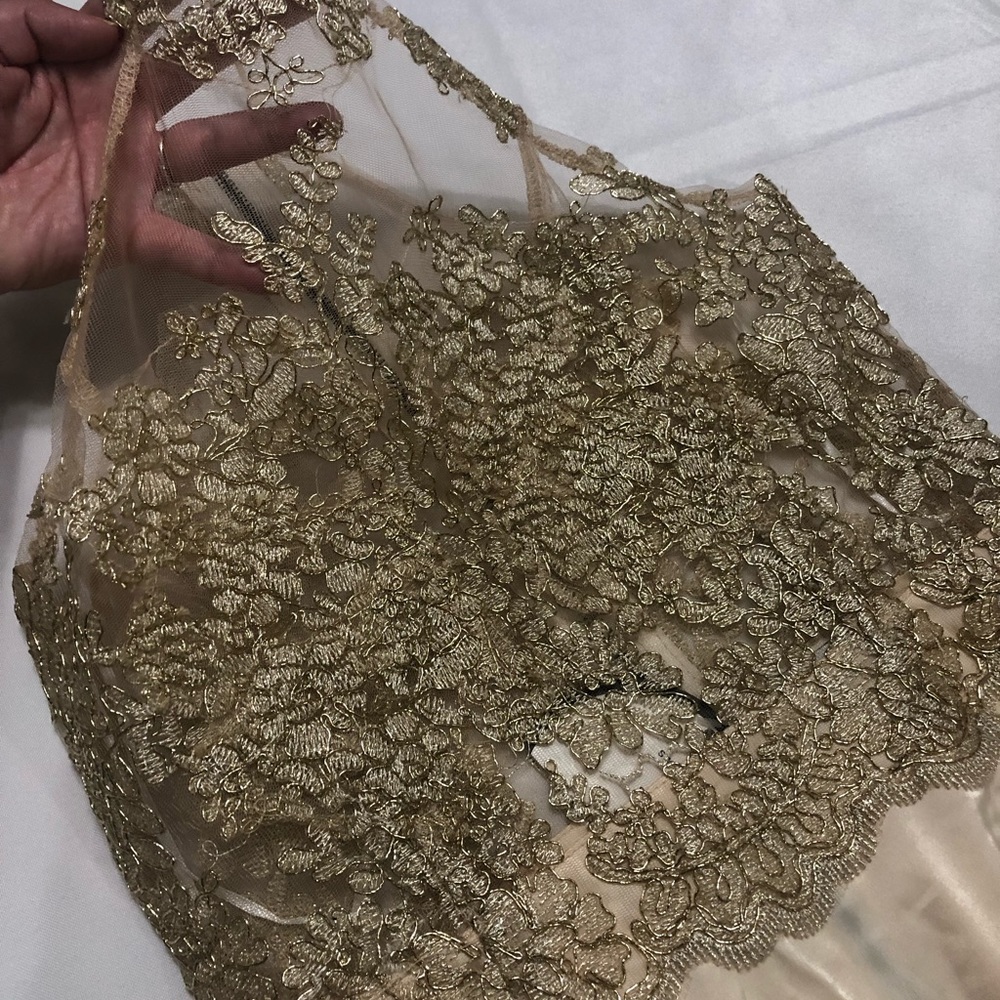 Women’s Ivory/Off White and Gold Dress